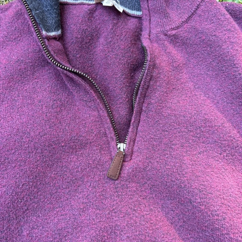 Faherty Quarter Zip Pullover Mens XL Burgundy Sweater Coastal Casual‎
